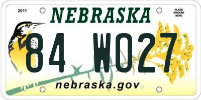 NE license plate 84WO27