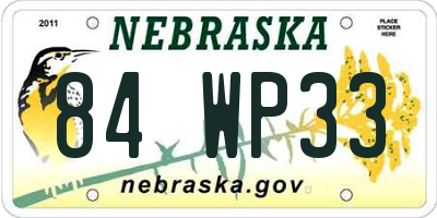 NE license plate 84WP33