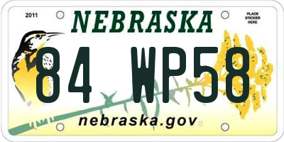 NE license plate 84WP58