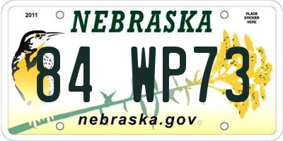 NE license plate 84WP73