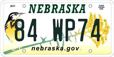 NE license plate 84WP74