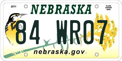 NE license plate 84WR07