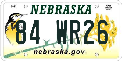 NE license plate 84WR26