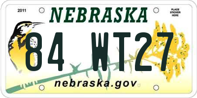 NE license plate 84WT27