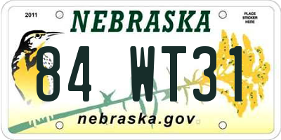 NE license plate 84WT31
