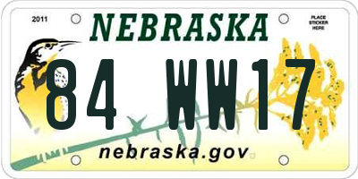 NE license plate 84WW17
