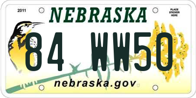 NE license plate 84WW50