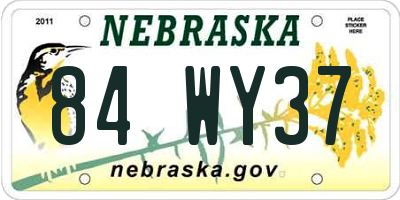 NE license plate 84WY37