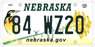 NE license plate 84WZ20
