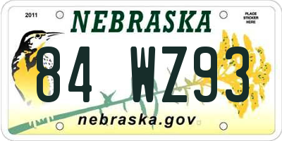 NE license plate 84WZ93
