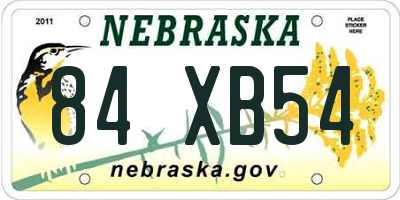 NE license plate 84XB54