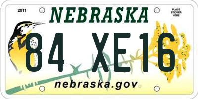 NE license plate 84XE16
