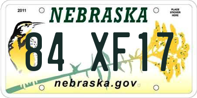 NE license plate 84XF17