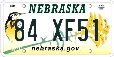 NE license plate 84XF51
