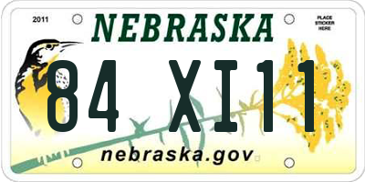 NE license plate 84XI11