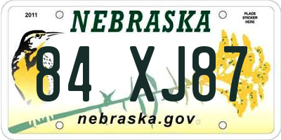NE license plate 84XJ87
