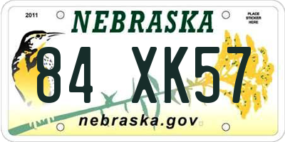 NE license plate 84XK57