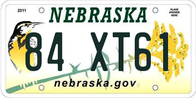 NE license plate 84XT61