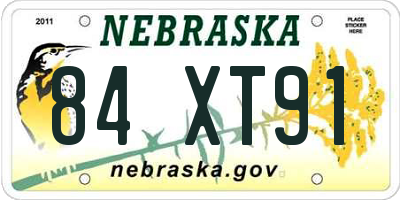 NE license plate 84XT91