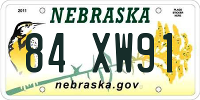 NE license plate 84XW91