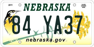 NE license plate 84YA37