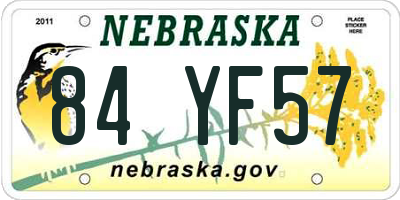 NE license plate 84YF57