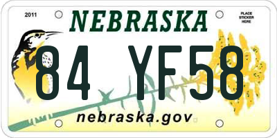 NE license plate 84YF58