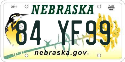 NE license plate 84YF99