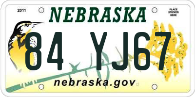 NE license plate 84YJ67
