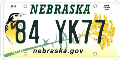 NE license plate 84YK77