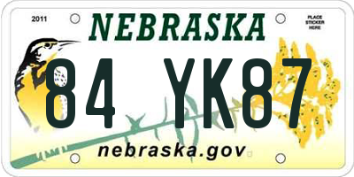 NE license plate 84YK87