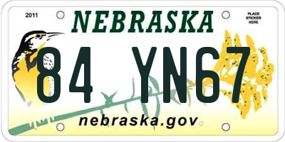 NE license plate 84YN67