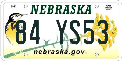 NE license plate 84YS53