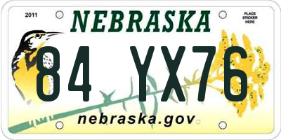 NE license plate 84YX76