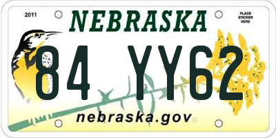 NE license plate 84YY62