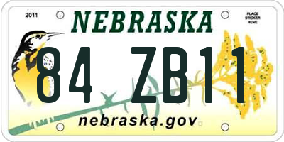 NE license plate 84ZB11