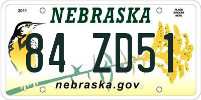 NE license plate 84ZD51
