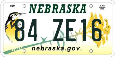 NE license plate 84ZE16