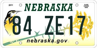 NE license plate 84ZE17