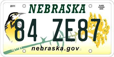 NE license plate 84ZE87
