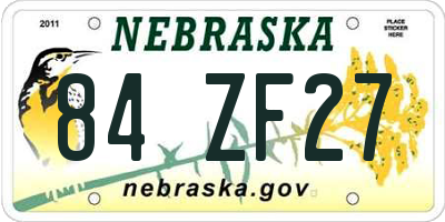 NE license plate 84ZF27