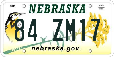 NE license plate 84ZM17