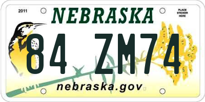 NE license plate 84ZM74