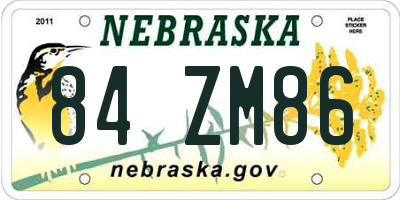 NE license plate 84ZM86