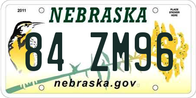 NE license plate 84ZM96