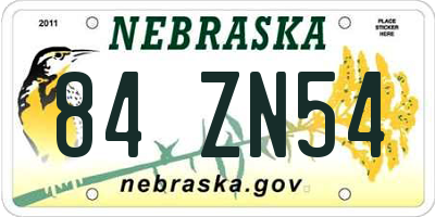 NE license plate 84ZN54