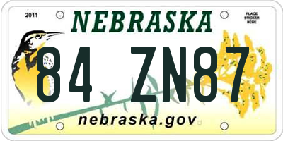 NE license plate 84ZN87