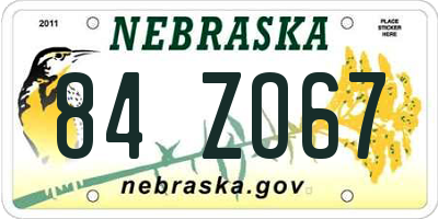 NE license plate 84ZO67
