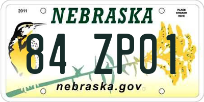 NE license plate 84ZP01