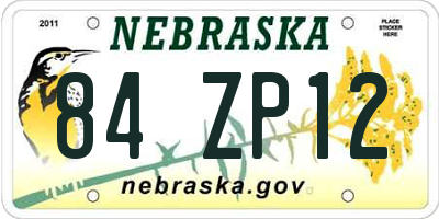 NE license plate 84ZP12
